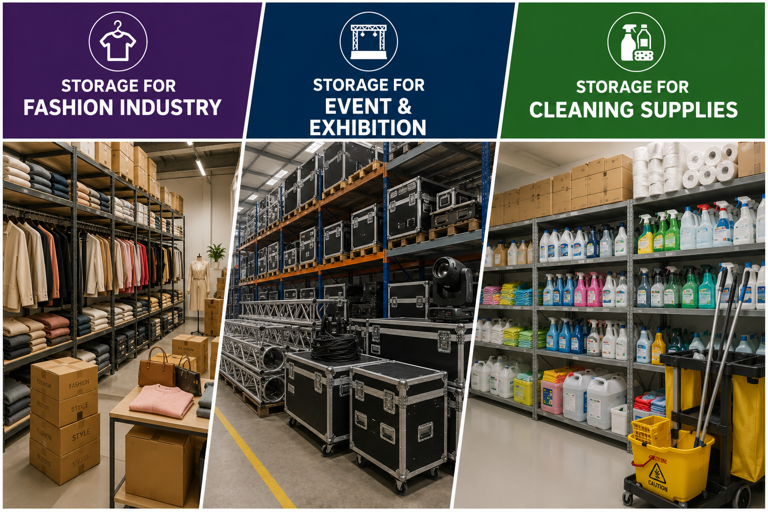 Specialized Warehousing Solutions: The Complete Guide to Storage for the Fashion Industry, Storage for Event & Exhibition, and Storage for Cleaning Supplies